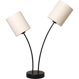 OTTO HOME Tischleuchte "Avveline", schwarz (schwarz beige), 2, Ø 12cm, 1 Stk., Leuchten, Tischleuchte, 2-flammig mit Leinenschirmen, Tischleuchte