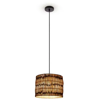 Paco Home Pendelleuchte Esstisch Hängelampe Esszimmer Lampe E27 Papier Boho Rattan Pendelleuchte - Schwarz, Natur (Ø29cm) - Paco Home
