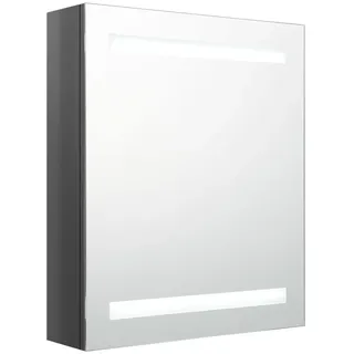 vidaXL LED-Spiegelschrank fürs Bad Glänzend Grau 50x14x60 cm - Grau