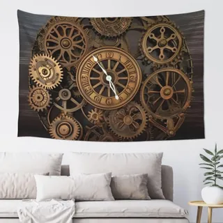 MXDLKSWPOH Wandteppich, 152 x 102 cm, Kunst-Wandbehang für Wohnzimmer, modern, weich, ästhetisch, Poster, Steampunk-Uhr, Wandteppich, Heimdekoration, große Wandteppiche für Schlafzimmer