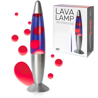 GIFTMARKET- Rote und violette Lavalampe. Retro Tischlampe 34 x 8,5 cm mit 2 Glühbirnen. Originelles Geschenk für Jugendliche. Perfekte Lampe für Nachttisch oder Schlafzimmer.