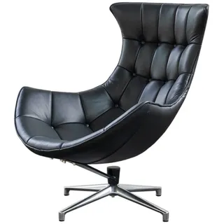 KAWOLA Drehsessel Skio Leder 87 x 99 x 89 cm Schwarz
