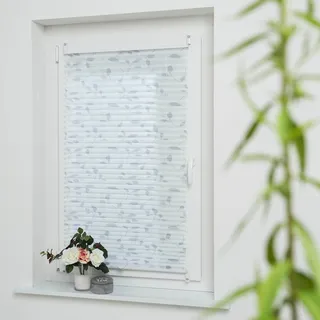 Liedeco Plissee »Blätter grau« Lichtschutz ohne Bohren verspannt, grau