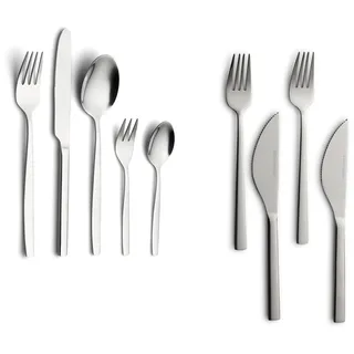 ECHTWERK Tafelbesteck Positano-Silber Edition, 30-teilig, für 6 Personen, Pizzabesteck-Set 4-teilig, silber
