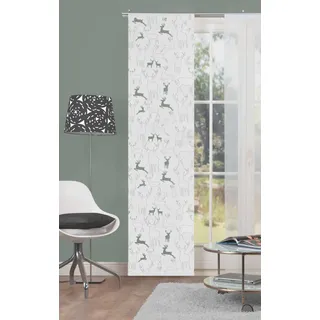 BB-Toy-Trades Schiebevorhang Vorhang mit Ausbrenner Muster Gardine Fensterschal Flächenvorhang Schiebegardine in Wollweiss 60 x 245 cm Weihnachten Herbst Motiv REH - Rentier