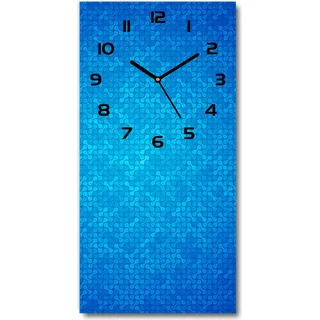 Wanduhr aus Glas – 30x60 cm - Glasbild - Glasuhr - Gehärtetes Glas -Abstrakter Hintergrund - Blau
