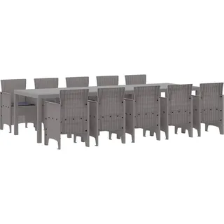 vidaXL Garten Essgruppe mit Kissen 11 pcs Hellgrau und Anthrazit - Hellgrau