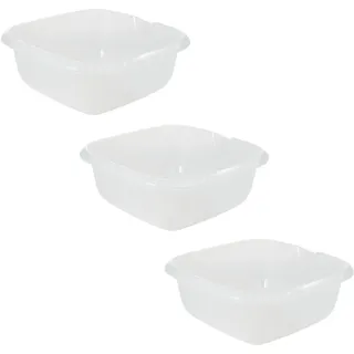 keeeper björk 3x Universal-Schüssel mit Ausguss, Eckig, 8 l, 34 x 34 x 12,5 cm, Transparent