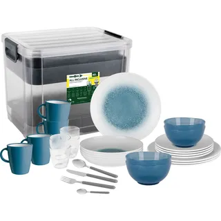 BRUNNER 0830150N.C1X Set aus Teller, Becher, Schüsseln, bruchsichere Tassen aus Melamin Stonetouch, 40 Stück, All Inclusive VIP Meteore