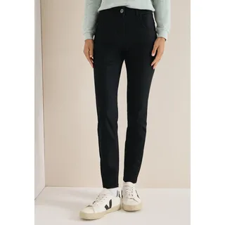 Cecil Style Toronto Slim Fit Hose Leder-Look Schwarz 33