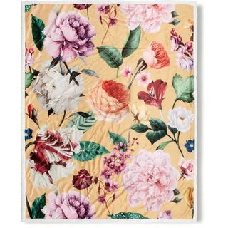 DESCANSO Plaid »Fiori« Polysamt - ocker