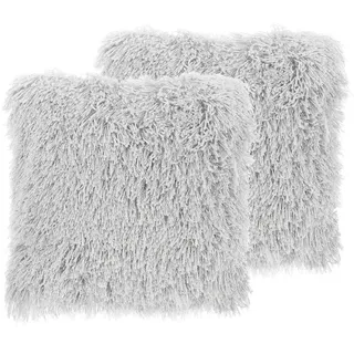 Beliani CIDE Dekokissen 45 x 45 cm Hellgrau