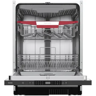 homeX Geschirrspüler 60 cm, Spülmaschine vollintegrierbar - 14 Maßgedecke, 8 Programme, AquaStop, Besteckschublade, 44 dB, Bodenlicht, Automatische Türöffnung, Einbaugeschirrspüler vollintegriert