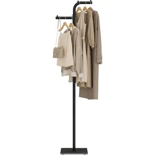 GUOHNHE Metall Garderobenständer, Modern Kleiderbügel Stand mit Rock Slab Base, Freistehend Baumförmiger Kleiderstand, Doppelsäulen Kleiderstange, 180 cm, Schwarz, GYJ012B