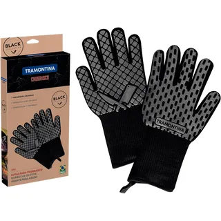 Tramontina Grillhandschuhe CHURRASCO Black, aus Aramid und Silikon, hitzebeständig, Schutz vor Feuer und Glut