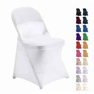 Peomeise Stuhlhussen für Klappstuhl, dehnbar, Spandex, für Hochzeit, Party, Esszimmer, Bankett, Event, 12 Stück, Weiß