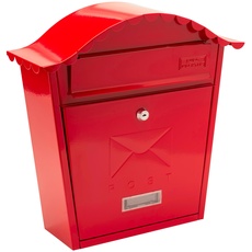 Burg-Wächter CLASSIC Post Box RED Klassischer Briefkasten, rot, MB01R, 36x37x13cm