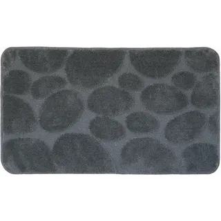 Grund Badematte , Schwarz , Kunststoff , Steine , rechteckig , 40x50 cm , Oeko-Tex® Standard 100 , für Fußbodenheizung geeignet, rutschfest, rutschhemmend, schadstoffgeprüft , Heimtextilien, Badtextilien, Badematten