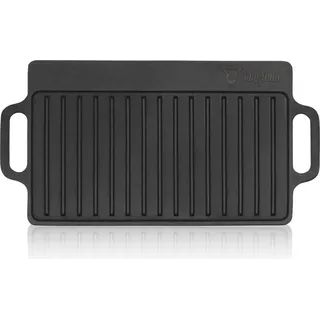 BBQ-Toro Gusseisen Grillplatte mit Griffen, 40 x 20,5 cm, BBQ Plancha pre-seasoned - Schwarz