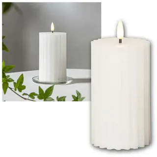 Star Trading Flamme Stripe LED Echtwachskerze 15 cm weiß