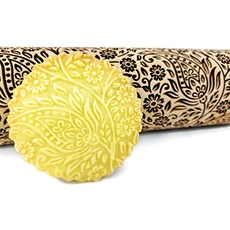 KASCHMIR Nudelholz. Teigrolle mit Paisley für hausgemachtes Gebäck und Keramik. Teigroller mit Orientalische Blumen von Algis Crafts