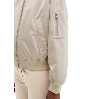 Blouson MARC O'POLO, Damen, Gr. 44, linen beige, Web, Obermaterial: 100% Polyester, unifarben, regular fit hüftlang, Rippstrickbündchen, Jacken Blouson, regular Fit, mit praktischen Eingrifftaschen, leicht gefüttert
