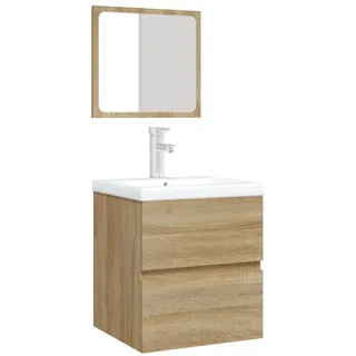 vidaXL Waschbeckenunterschrank mit Waschbecken Spiegel Sonoma Eiche