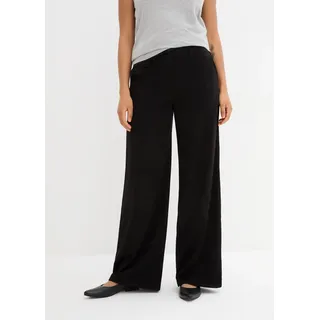 bonprix Marlene-Hose weit geschnitten, Loose fit Passform, High-Waist-Bequembund, schwarz