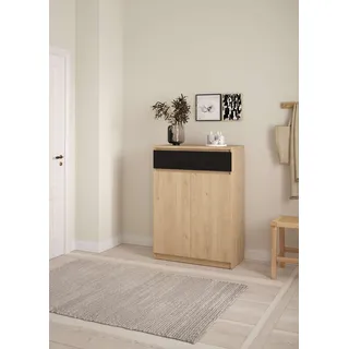 INOSIGN Naia Schuhkommode 80,4 x 111,3 x 0 cm mit 2 Türen und 1 Schublade schwarz matt / schwarz