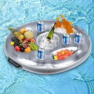 Qivra Aufblasbarer Getränkehalter Schwimmender, 8 Löcher Große Kapazität (50 * 70 cm), Aufblasbarer Getränkehalter Pool für Sommer Schwimmbad Party Pool Wasser-Spaß Strand Mottoparty
