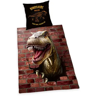 Herding Dino 3D Baumwolle Mehrfarbig 135 x 200 cm + 80 x 80 cm
