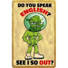 Blechschild 18x12 cm - Spruch Do you speak english See i so out