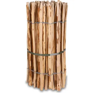 H4L Staketenzaun Holzzaun Teichumrandung Haselnuss, Zaun 5m Länge, Gartenzaun, Lattenabstand ca. 7-9cm