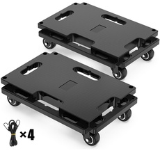 SOLEJAZZ Moving Furniture Dolly Connectable, 136KG Capacity Piano Moving Dolly, Heavy Duty 4 Wheel Moving Cart for Moving Heavy Furniture, Black, 2 Pack