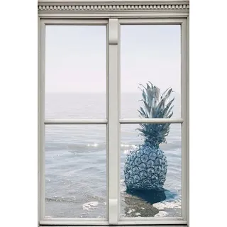 Queence "Ananas", Wandsticker, Wandbild, selbstklebend, 3D, Fenster,