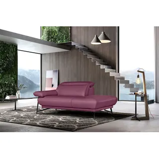 Egoitaliano Ottomane »Anais, erstklassiges Designsofa, Breite 179 cm, Fußfarbe schattengrau« Kopfteil verstellbar, Leder NUVOLE, violett, lila