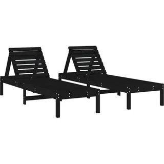 vidaXL Sonnenliegen 2 Stk. Schwarz 199,5x60x74 cm Massivholz Kiefer - Schwarz