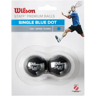 Wilson Squash-Ball, 2 Stück, Schnell, Anfänger, Blauer Punkt, Staff Premium Single Blue Dot, WRT617500, Schwarz