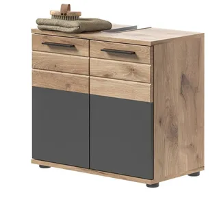 inn.furn Waschbeckenunterschrank Eiche grau 60 cm mit Soft-Close Tomaso
