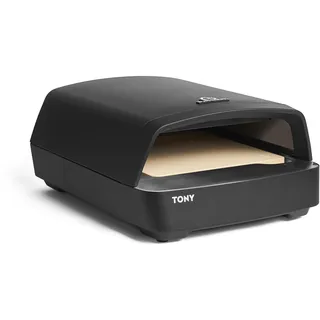 BURNHARD TONY Gas-Pizzaofen 450 °C, 450 °C, tragbarer Outdoor Ofen mit 5,9 kW (58,5 x 47,7 x 24,8 cm), inklusive Pizzastein aus Cordierit, geeignet für Terrasse, Balkon und Garten