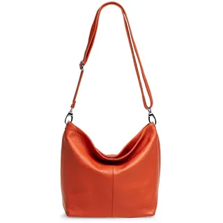 Caspar Klassisch Elegante Leder Handtasche Damen Tasche mit verstellbarem Schultergurt - PREMIUM LINE - Modell No.803 - Made in Italy, Farbe:rost (orange), Accessoires:One Size