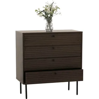 Kommode HWC-N78, Sideboard Schrank, 4 Schubladen, skandinavischer Stil Metall Holz Melamin MVG 85x80x40cm  dunkelbraun - Braun