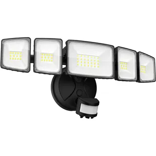 Onforu 5 Köpfe 55W LED Strahler mit Bewegungsmelder Außen, 340° Vollwinkel Aussenleuchte, 4500 LM LED Fluter, 6500 K LED Scheinwerfer, IP65 Waterproof Fluterlicht für Garage,Garten