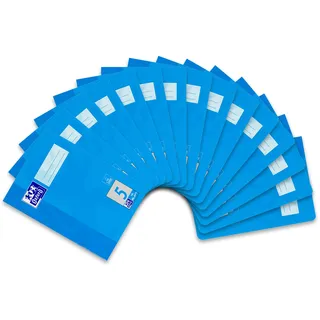 Oxford Schulheft A5, 16 Blatt, Lineatur 5, kariert, 15 Stück