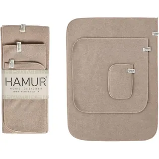 Hamur Home Küchenset 3-teilig Abtrofmatte Trockenmatte Geschirrtuch + Geschirrspüler Küchenset Küchentücher Großer Geschirrabtropfer Spüler (Beige)