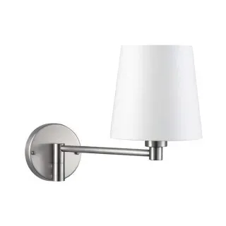 Brumberg 58171150 Wandanbauleuchte nickel matt, mit Stoffschirm rohweiss, 1 x E27, max. 15W LED