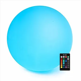 Mr.Go 16" LED Lampe Kugel Wasserdichte Garten Leuchte Kugelleuchte, RGB Farbwechsel Stimmungslicht mit Fernbedienung, 16 Farben, 8 Dimmbar Helligkeit, Wiederaufladbare Nachtlicht für Innen Außen Dekor