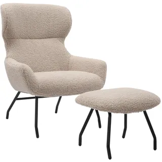 SalesFever Sessel und Hocker Set Teddyfell