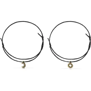 Made by Nami Fußkettchen Set Handgemacht für Damen und Mädchen mit Sonne und Mond Anhänger Verstellbar Geschenke für Frauen (Sonne & Mond)