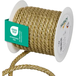HALBACH Seidenbänder Premium Kordel Gold | Breite: 10mm Länge: 10m | Kordel für Dekorationen | Goldschnur für DIY Handwerk und Geschenkverpackungen, Farbe: Gold